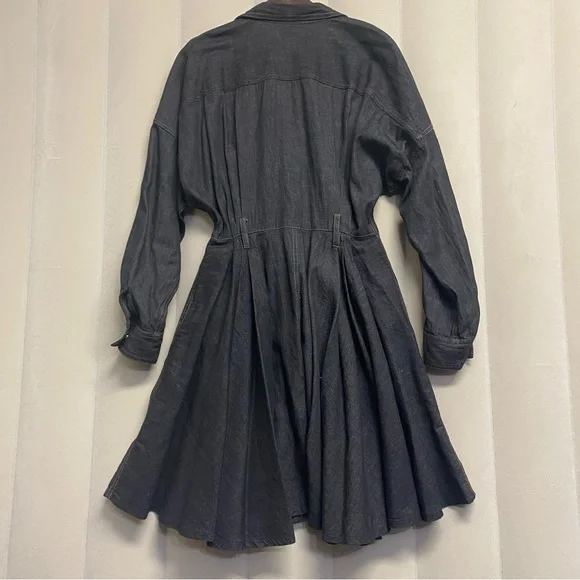 Vintage Omo Norma Kamali Women’s Dress Size 10 Dark Wash Denim Designer Luxury - Picture 7 of 14